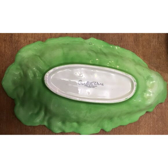 Royal Winton Snack Dish - Leaf Design - Green and Cream - 25.5cm long - Picture 5 of 5